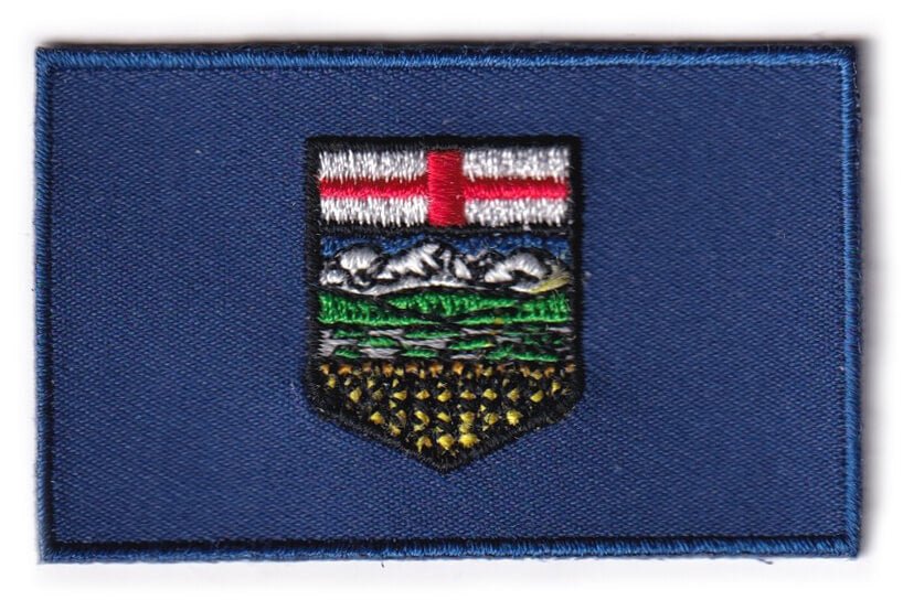 Alberta flag patch, 6.5 x 4 cm.