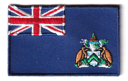 Ascension Island flag patch, 6.5 x 4 cm size, colorful design.