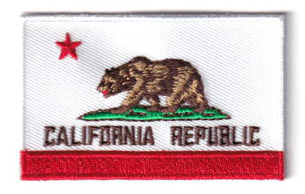 California flag patch measuring 6.5 x 4 cm.