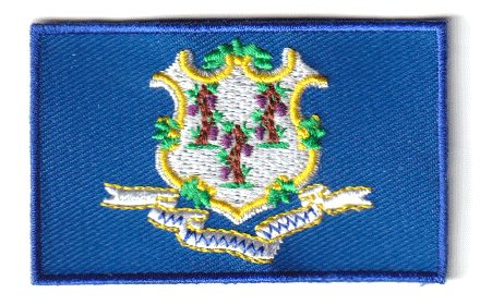Connecticut flag patch, 6.5 x 4 cm, embroidered.