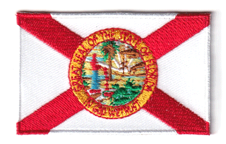 Florida flag patch, embroidered design, 6.5 x 4 cm.