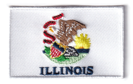 Illinois flag patch, 6.5 x 4 cm, detailed embroidery.