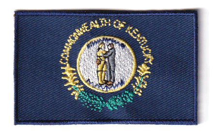 Kentucky flag patch, 6.5 x 4 cm, blue with emblem.