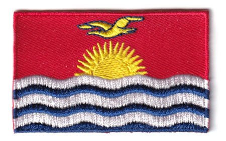 Kiribati flag patch, size 6.5 x 4 cm, textile design featuring sun and ocean waves.