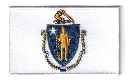 Massachusetts flag patch, 6.5 x 4 cm embroidery.