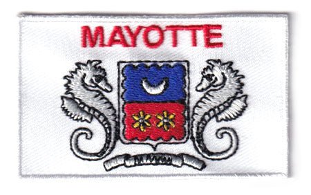 Mayotte flag patch, 6.5 x 4 cm, embroidered design.