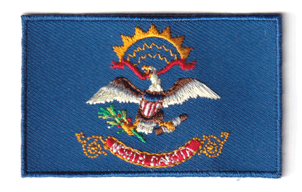 North Dakota flag patch, 6.5 x 4 cm.