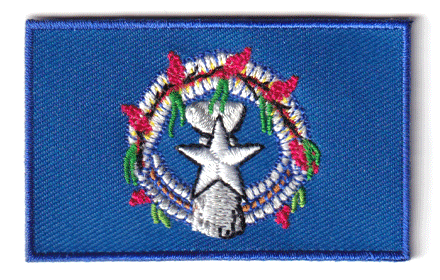 Northern Mariana Islands flag patch, measuring 6.5 x 4 cm.