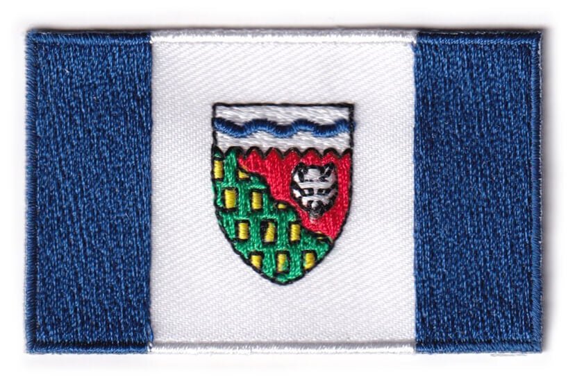 Northwest Territories flag patch, 6.5 x 4 cm.