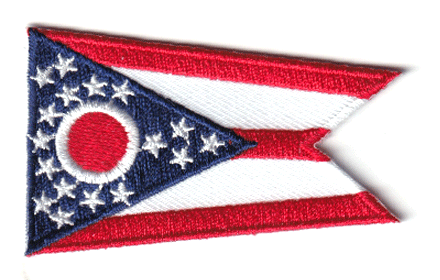 Ohio flag patch, 6.5 x 4 cm size.