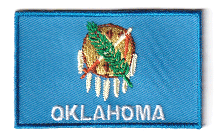 Oklahoma flag patch, 6.5 x 4 cm, embroidered design
