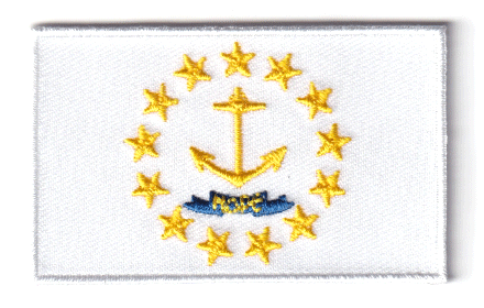 Rhode Island flag patch, 6.5 x 4 cm, featuring anchor and stars design.