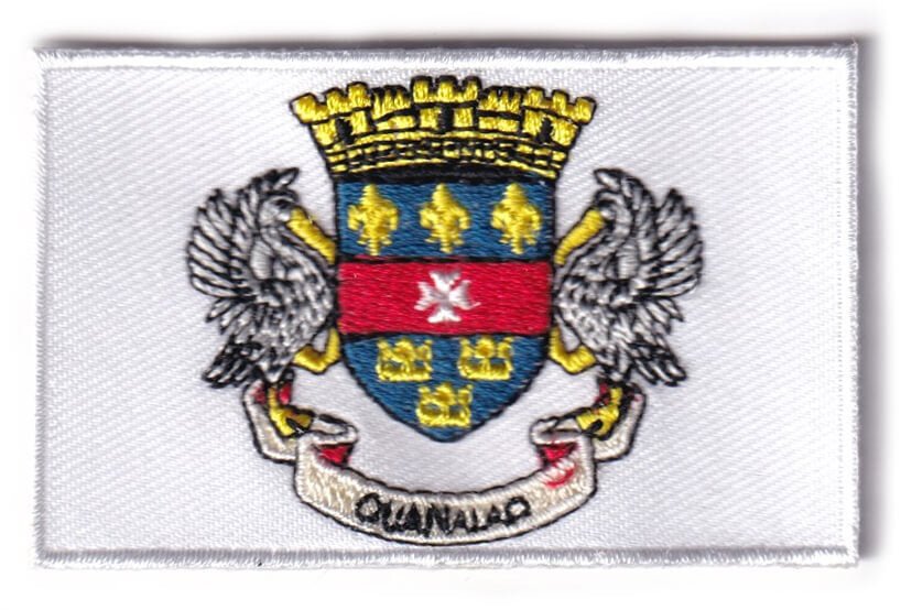 Saint Barthélemy embroidered flag patch, 6.5 x 4 cm.