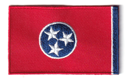 Tennessee flag patch measuring 6.5 x 4 cm showcasing the state design.