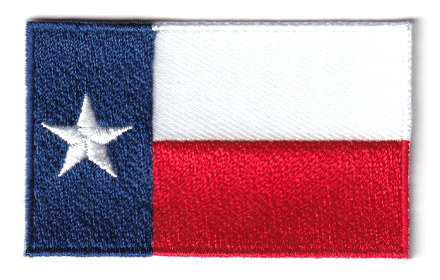 Texas flag patch measuring 6.5 x 4 cm.