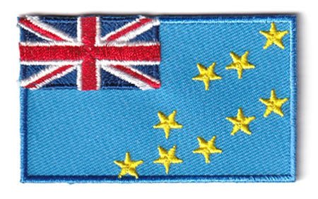 Tuvalu flag patch, 6.5 x 4 cm, blue with yellow stars and Union Jack.