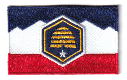 Utah flag patch measuring 6.5 x 4 cm, featuring the state emblem.