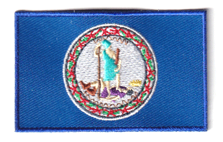 Virginia flag patch, 6.5 x 4 cm, blue background with emblem