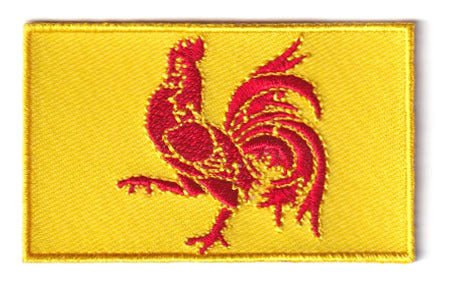 Wallonië patch, red rooster on yellow background, 6.5 x 4 cm.