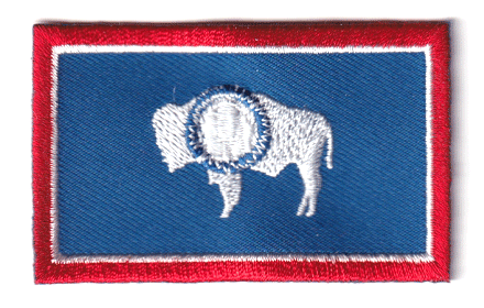 Wyoming flag patch, 6.5 x 4 cm.