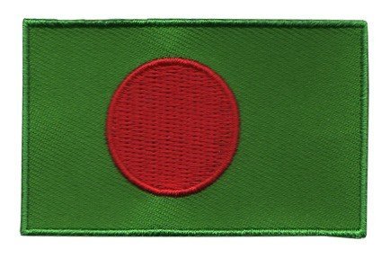 Bangladesh flag patch with red circle on green base, 6.5 x 4 cm.