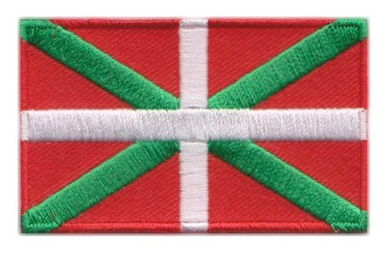 Basque flag patch with red, green, and white design, 6.5 x 4 cm.
