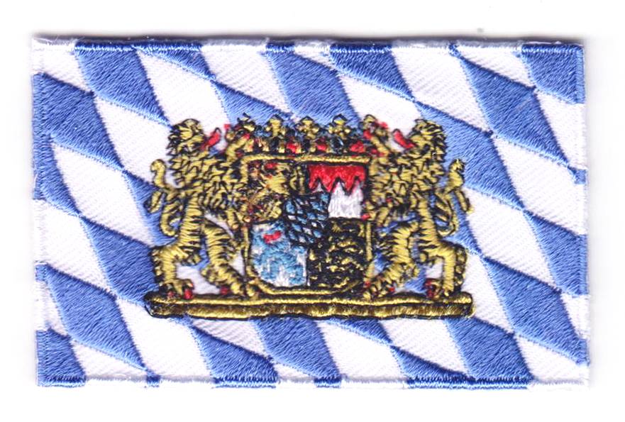 Bavaria flag patch with crest, size 6.5 x 4 cm.
