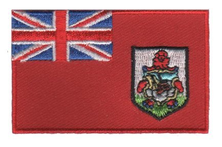 Bermuda flag patch with Union Jack and coat of arms, size 6.5 x 4 cm.