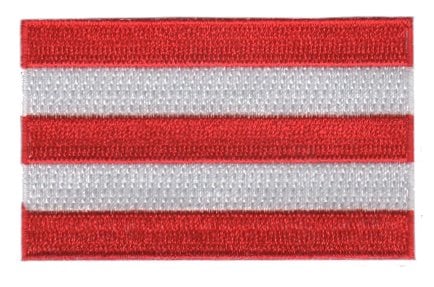 Bora Bora flag patch, 6.5 x 4 cm, red and white stripes.