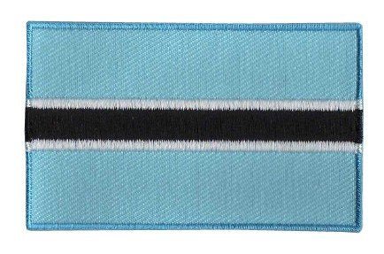 Botswana flag patch with light blue background and black stripe bordered in white.