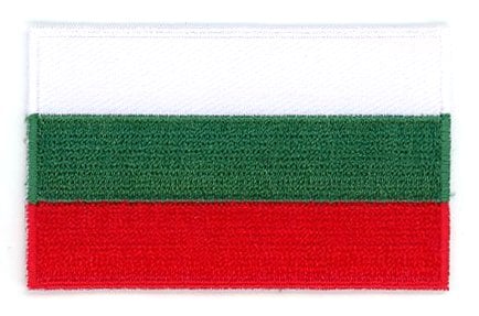 Bulgaria flag patch with horizontal white, green, and red stripes, size 6.5 x 4 cm.