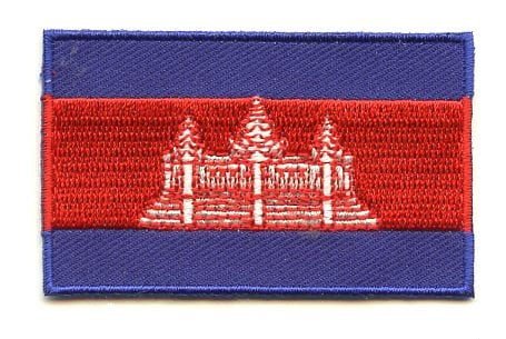 Cambodia flag patch with Angkor Wat emblem, 6.5x4 cm.