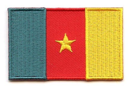 Cameroon flag patch with green, red, and yellow stripes and a yellow star.