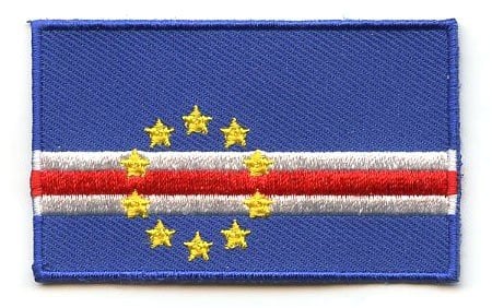 Cape Verde flag patch with stars and stripes design, size 6.5 x 4 cm.