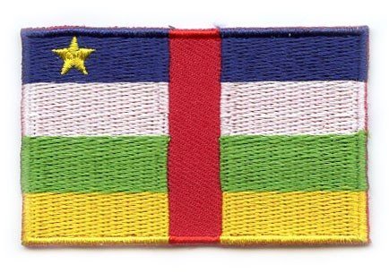 Central African Republic flag patch with horizontal blue, white, green, yellow stripes, red vertical stripe, and yellow star.