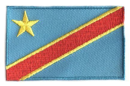 Democratic Republic of the Congo flag patch, 6.5 x 4 cm, featuring blue background, yellow star, and red stripe.