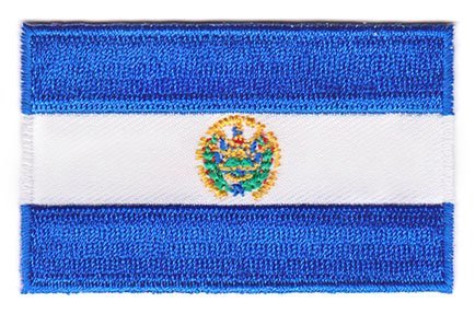 El Salvador flag patch featuring horizontal blue and white stripes with coat of arms.