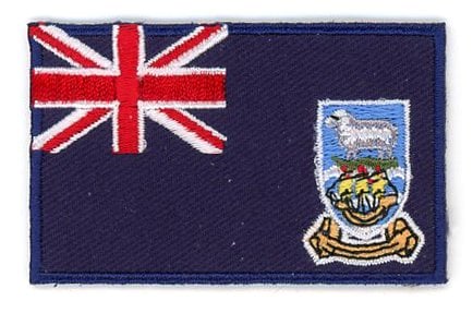 Falkland Islands flag patch with Union Jack and coat of arms, 6.5 x 4 cm.