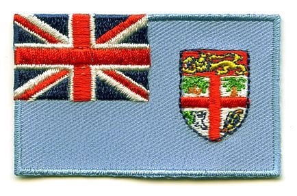 Fiji flag patch with Union Jack and coat of arms, size 6.5 x 4 cm.