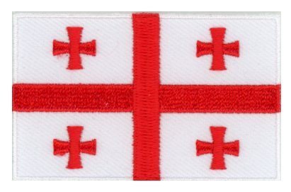 Georgia flag patch with red crosses on a white base, size 6.5 x 4 cm.