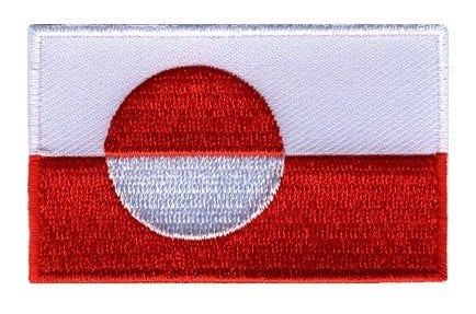 Greenland flag patch with red and white horizontal stripes and a divided circle design.