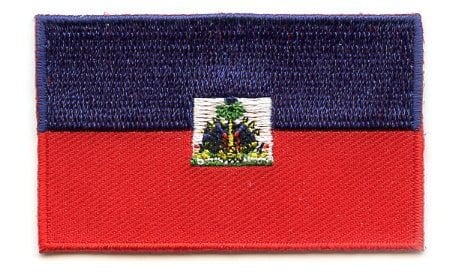 Haiti flag patch featuring blue and red horizontal stripes with a central coat of arms.
