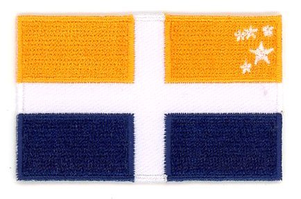 Isles of Scilly flag patch, 6.5 x 4 cm.
