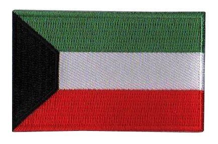 Kuwait flag patch with green, white, and red stripes, featuring a black trapezoid on the left.