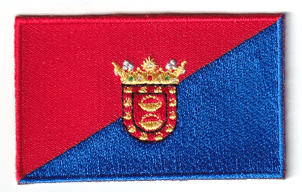 Lanzarote flag patch, 6.5 x 4 cm, embroidered with a crest.