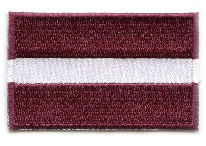 Latvia flag patch featuring a maroon base with a white horizontal stripe.