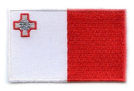 Malta flag patch with King George Cross, 6.5 x 4 cm.