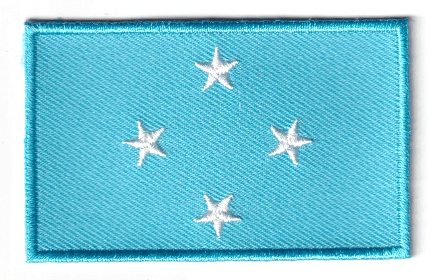 Micronesia flag patch, 6.5 x 4 cm, blue background with white stars.