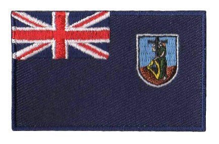 Montserrat flag patch featuring Union Jack and coat of arms on dark blue base.