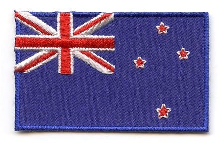 New Zealand flag patch with Union Jack and Southern Cross stars, 6.5 x 4 cm.